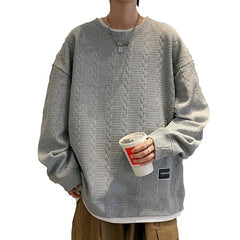 HEARUJOY - Korean Style Teenager Loose Round Neck Sweatshirt Men's Trendy Brand Long-sleeved Pullover Spring Autumn