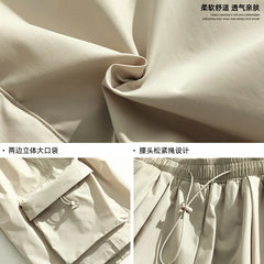 Hearujoy Khaki Cargo Shorts Men Techwear Korean Casual Pants Male Jorts for Men Summer Loose Japanese Streetwear Hip Hop Pocket