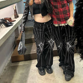 Hearujoy Streetwear Spider Web Embrodiery Black Jeans for Men and Women Straight Ropa Hombre Baggy Denim Trousers Loose Cargo pants