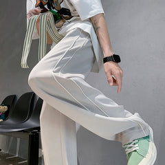 Hearujoy Summer Striped Drape Ice Silk Pants Men's Ultra-thin Comfortable Trousers Sports Pants Men Straight Loose Casual Pants 2XL-M