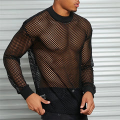 HEARUJOY - Breathable Fitness Shirt Hollow-Out T-Shirt 2XL Breathable Mesh T-shirt For Men Hollow-out Crew Neck Design Fashionable Style