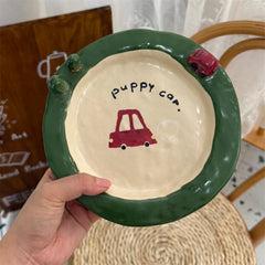 YICKYUE - Cartoon Cute And Fun Tableware Kitchen Supplies Cartoon House Printing 3D Decoration Yogurt Breakfast Bowl Christmas Gift Plate