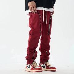 Hearujoy Y2K Cargo Pants Men Zipper Techwear Black Cargo Trousers Male Red Darkwear Slim Designer Hip Hop Cotton Streetwear