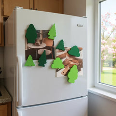 YICKYUE - 4pcs Creative Green Forest Tree Refrigerator Magnets Cute High Quality Wood Refrigerator Magnets Whiteboard Sticker Decorative