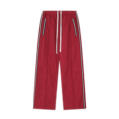 Hearujoy Y2K Wide Leg Pants with Side Zips Men Sweatpants Male Loose Casual Sport Red Black Trousers Zipper Split Streetwear
