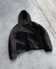 Hearujoy American trend fashion color matching street wear pattern zipper hooded coat High street casual padded winter jacket men
