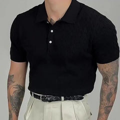 HEARUJOY - Men's Knitted Short-Sleeved Polo Shirt American Retro Fashion Trend Casual Simple Loose Breathable Niche Summer New Men's Tops