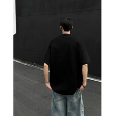 HEARUJOY - Summer Short Sleeved T-shirt Men Oversized Casual T Shirt Men Streetwear Korean Loose Round Neck Zipper T Shirt Mens Top M-3XL