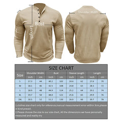 HEARUJOY - Men's Fashion Crewneck Long Sleeve T-shirt Henry Spring and Autumn Base Shirt Button Jumper Top