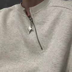 HEARUJOY - Men Sweatshirt Side Zip Casual Tshirt Autumn Streetwear Fashion Trend Youth All-Match Daily Long-Sleeved Top Male Men'S Clothing