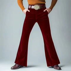 HEARUJOY - Spring Autumn Vintage Casual Velvet Flared Pants Men High Street Trendy Suit Trousers Vintage Comfortable Vacation Trousers