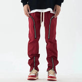 Hearujoy Y2K Cargo Pants Men Zipper Techwear Black Cargo Trousers Male Red Darkwear Slim Designer Hip Hop Cotton Streetwear