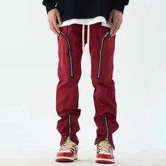 Hearujoy Y2K Cargo Pants Men Zipper Techwear Black Cargo Trousers Male Red Darkwear Slim Designer Hip Hop Cotton Streetwear