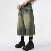 Hearujoy American Style Denim Shorts High Street Straight Calf-Length Pants Summer Men Jeans New Fashion Men's Clothing 9C5970
