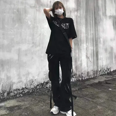 HEARUJOY - High Street Black Multi Zipper Jeans Men Streetwear Baggy Wide Leg Jeans 2025 American Straight Casual Loose Denim Cargo Pants