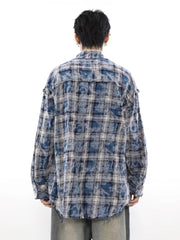 Hearujoy Harajuku Plaid Shirts Coat Men Oversize Long Sleeve Men's Checkered Cardigan Blouses Male Japanese Streetwear Hip Hop