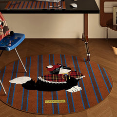 YICKYUE - Living Room Carpet Featuring Cat Model Design Bedroom Floor Mat Retro High-end Round Rug Comfortable Loop Pile Home Decor Rugs
