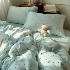 YICKYUE - Summer New Washed Ice Silk 4-Piece Set Single Quilt Cover Summer Naked Sleeping Silky Smooth Cool Student Dormitory