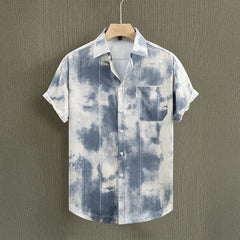HEARUJOY - Men's Summer Short Sleeve Tie Dye Shirt Thin Beach Shirt Beach Men Clothing Turtle Neck Polo Shirt for Men Casual Top Tees