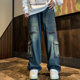 Hearujoy New Streetwear Patchwork Jeans Cargo Pants Loose Plus Size Wide Leg Pants Harajuku Casual Denim Pants Men Clothing Y2K