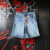 Hearujoy Harajuku Y2K Short Baggy Jeans Palm Print Graphic Pants Men Fashionstyle Denim Streetwear Gothic Sweatpants Shorts Men Clothing