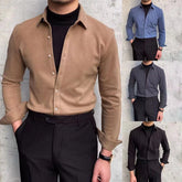 Hearujoy Autumn Fake Two-Piece Mens Business Splicing Shirt Jacket Fashion British Knitted Shirt Contrasting Color Long-Sleeved Top