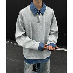 HEARUJOY - Black Grey Lapel Hoodie Men Fashion Striped Sweatshirt Men Streetwear Korean Loose Pullover Hoodie Mens Hoody Large Size 4XL