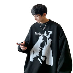 HEARUJOY - Men's Oversized Hoodie Black 5XL Hoodies Oversize for Men Funny Print Man Casual Wear Hoody Male Sweatshirt