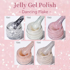 YICKYUE - 10ml Dancing Flake Jelly Gel Polish White Pink Sparkling Glitter Semi Permanent Soak Off For Nails Art Manicure