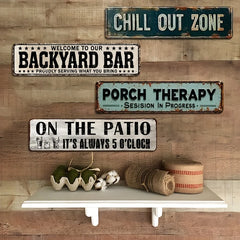 YICKYUE - 2D Flat,Set Of 4 Humorous Outdoor Signs for Patio Decoration, Featuring Street Signs Suitable for Home Wall Decor, Backyard Bar