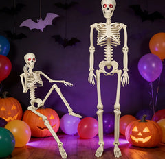 YICKYUE - 90cm Movable Joints Halloween Skeleton,Simulation Skeleton with Glowing Eyes And Scary Sound for Halloween Decoration