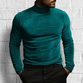 Hearujoy Mens Gold Velvet Turtleneck Casual Long-Sleeve Top Autumn Genderless Fashion Comfortable Simple Solid Color Tight T-Shirt Unisex