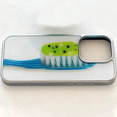 YICKYUE - New Korean INS Personalized Blue Star Toothbru Phone Case For iPhone 17 Air 16 15 14 13 12 11 Pro Max XSMAX XR 8 PLUS Y2K Cover