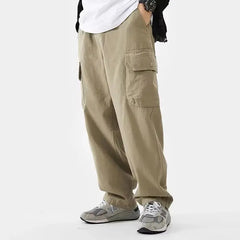 HEARUJOY - Spring Autumn New Fashion Elastic High Waist Solid Men's Clothing Casual Pocket All-match Korean Trend Simplicity Straight Pants