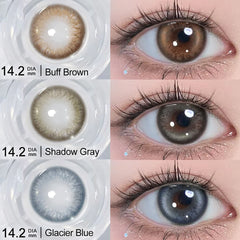 YICKYUE - Glacier Blue Power Contact Lens Iris Imitation Natural Color Contact Lens With Diopters Makeup 6 Months