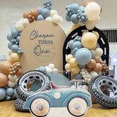 YICKYUE - 185pcs Racing Car Theme Tire Foil Balloon Set blue brown latex balloon Boys Birthday Party Decora Tow Fast Baby Shower Supplies
