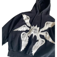 Hearujoy Y2K Gothic Embroidery Pattern Zip Up Hoodie American Vintage Sweatshirt Men’s Street Hip Hop Harajuku Punk Trend Loose Pullover