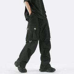 Hearujoy Parachute Cargo Pants Men Quick Drying Casual Techwear Black Trousers Male Big Size Summer Streetwear Hip Hop Pocket 4XL