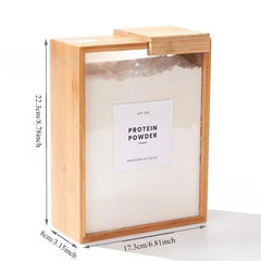 YICKYUE - Natural Bamboo Cereal Container, Kitchen Storage Box for Grain, Rice, Nuts & Dry Food