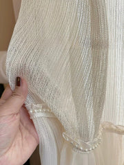 YICKYUE - French Luxury Sheer Curtains for Living Dining Room Bedroom sparkly Patchwork Skirt Pearl White Tulle Window Decor Elegant Door