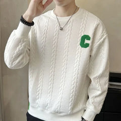 Hearujoy Plain Top Sweatshirts White Unicolor Round Neck Men's Clothing Printed T Shirt for Man Long Sleeve Harajuku Fashion Bulk Funny F