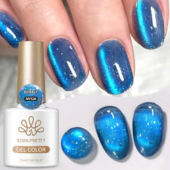 YICKYUE - 10ml Sliver Bubbly Cat Magnetic Gel Polish Blue Crystal Shining Glitter UV LED Soak Off Nail Art Salon At Home