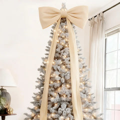 YICKYUE - Bow Tree Topper 70.8 Inches Large Velvet Holiday Decorations Holiday Tree Top Decoration For Living Room Entryway Party DECORS