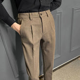Hearujoy Men's Clothing Autumn Winter Korean Fashion Business Casual Thick Woolen Suit Pants Formal Solid Slim Trousers Pantalones Hombre