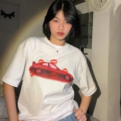 Hearujoy Pink Letter Airplane Graphic T Shirts Gothic Y2k Tops Pro Choice Harajuku Oversized T Shirt Streetwear Goth Men Clothing