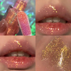 YICKYUE - Multichrome Diamond Shimmer Lip Gloss Clear Glitter Metallic Pink Blue Orange Lip Stain Mirror-Shine Gloss 3D Sparkling Lips