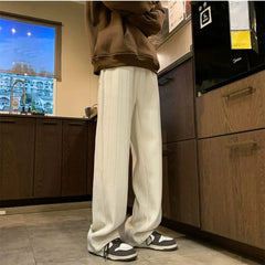 HEARUJOY - Japanese Retro Texture Casual Pants Men's Spring Autumn New Straight-leg Sweatpants Loose Trendy Brand Drapey Wide-leg Trousers