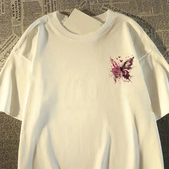 HEARUJOY - Trendy Brand Butterfly Design Printed Short-sleeved T-shirt Men's Hip-hop High Street Top