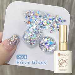 YICKYUE - 15ml Prism Glass 6 Colors Chunky Glitter Nail Gel Polish Pink Flash Effect Soak Off UV LED Gel Varnish Nail Art Varnish