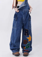 Hearujoy y2k letter embroidery all-match denim overalls women's summer retro loose slim fashion retro wide-leg jumpsuit women's clothing